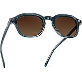 WMP Eyewear - Men's Polarized Retro Sunglasses - Classic Geometric Square Style, Acetate Frame, Keyhole Bridge