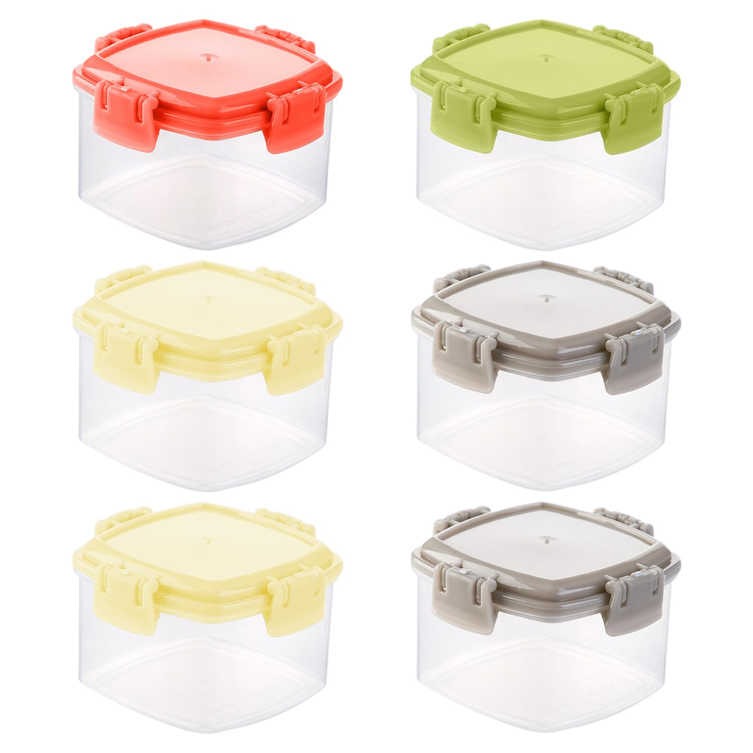 6 Sauce Dispensing Boxes, Square Kitchen Seasoning Jars, Sauce Containers With Lids, Kitchen Containers, Pe Plastic Dispensing Bottles, Suitable For Kitchen Sauce Storage (Yellow, Gray, Red, Green)