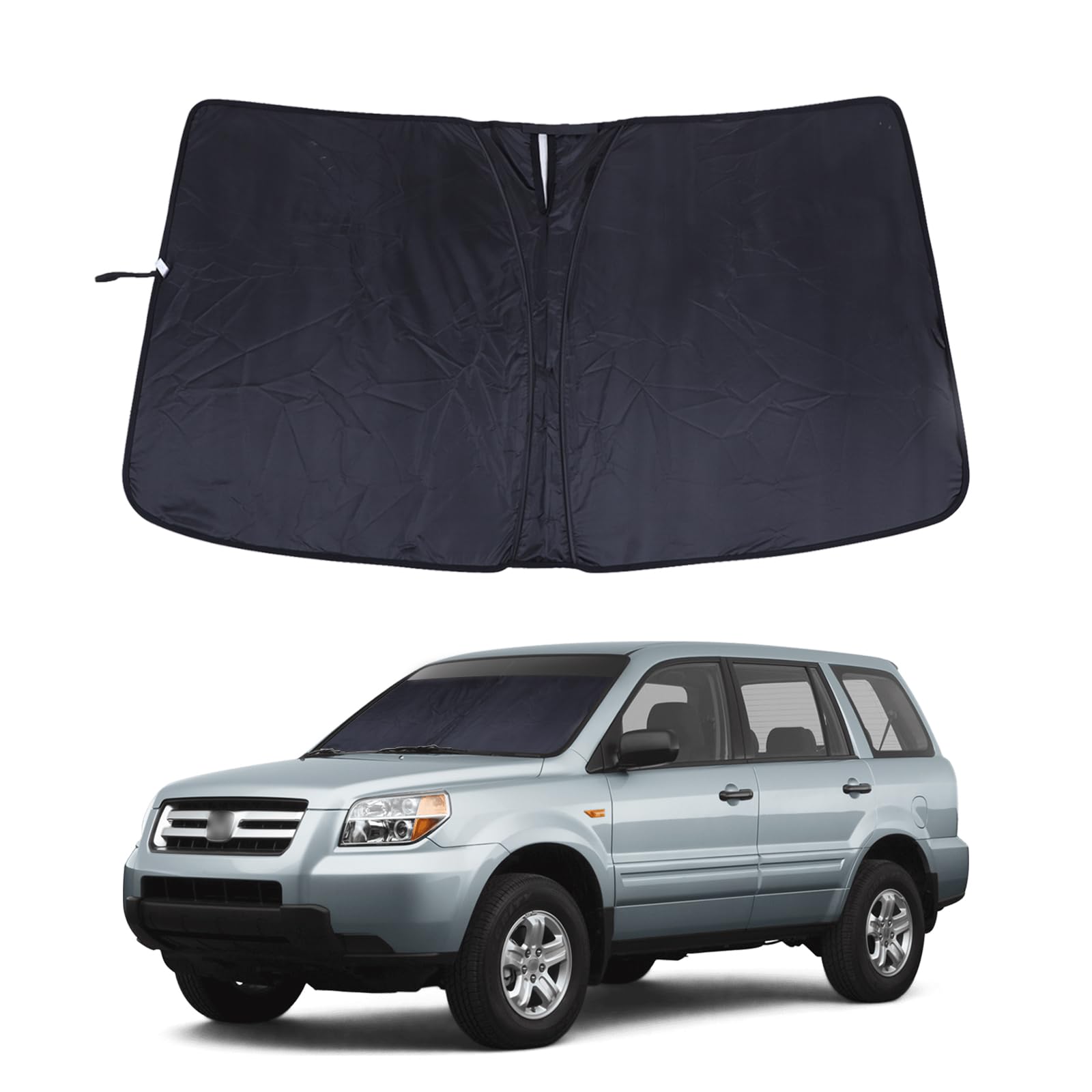 Photo 1 of Front Windshield Sunshade for Honda Pilot 2003-2008 Windshield Sun Shade Sun Visor UV Blocker Privacy Protector Custom Fit Sunscreen Heatshield Keep Your Car Cooler Resilient & Expeditious (Black)