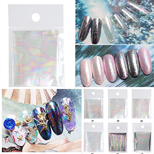 6 Colors/set Nail Art Stickers Manicure Decals Transfer Foils Broken Glass