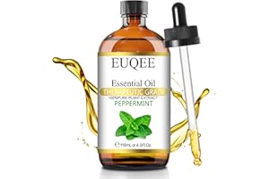 EUQEE Peppermint Essential Oil 118 ml Pure Peppermint Oil with Glass Dropper, Great for Aromatherapy, Diffuser, Soap Candle Making - 4Fl. Oz