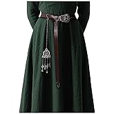 L'VOW Viking Leather Belt with Hanging Chain Set Renaissance LARP Accessory Medieval Cosplay