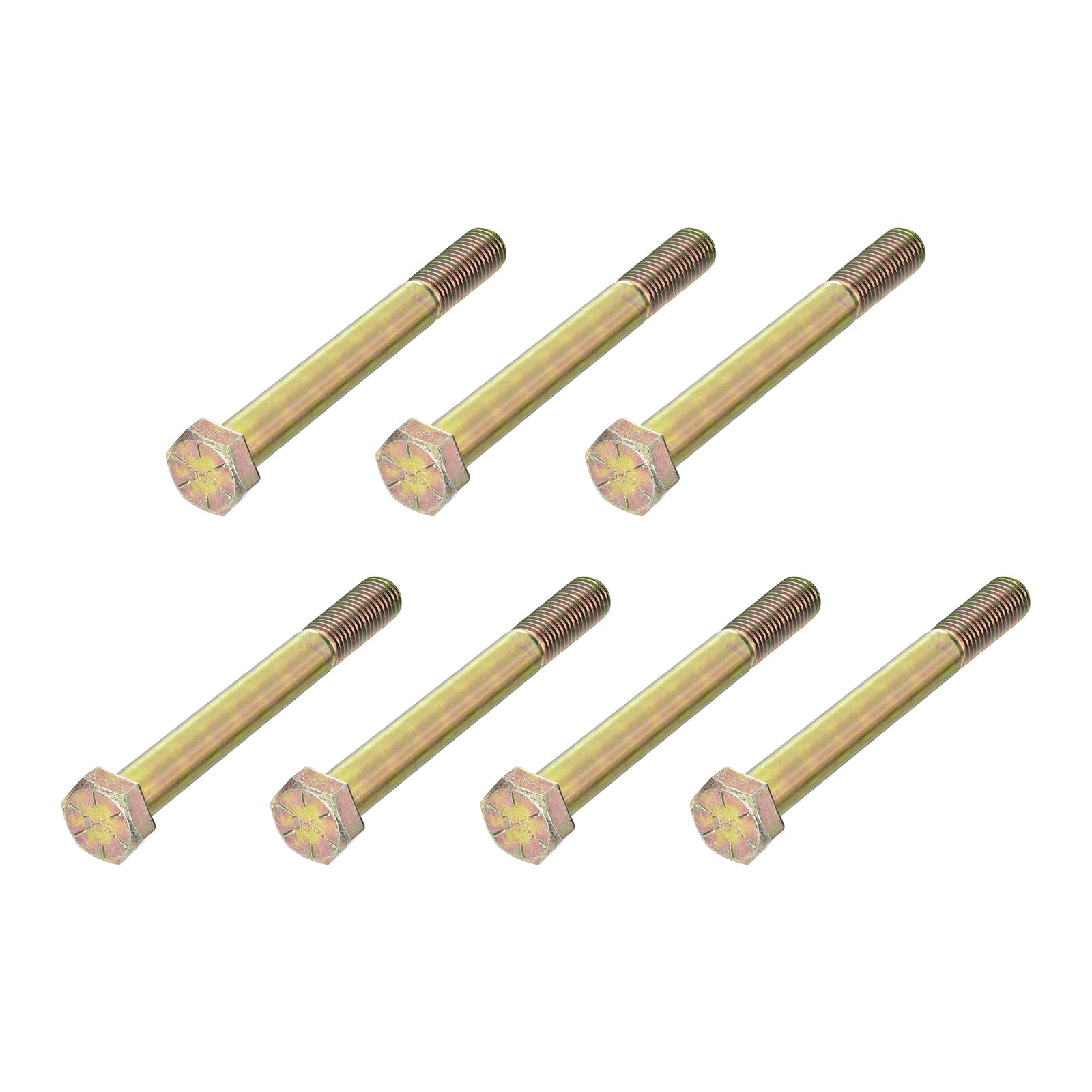 METALLIXITY Hex Bolts (5/8-11x8") 7Pcs, Grade 8 Carbon Steel Zinc Plated Partial Threaded, UNC Coarse Thread Hex Head Screw Bolt - for Furniture Repair, Yellow