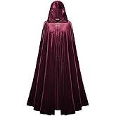 Scarlet Darkness Renaissance Velvet Hooded Cape Medieval Witch Cloak Hobbit Costume for Women Men