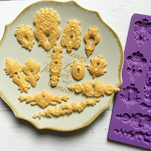 IOD Vintage Art Decor Molds"Keyholes" Sugarcraft Silicone Fondant Mould for Cake Decorating Cupcake Topper, Sculpting Silicone Sugar Resin Craft DIY Moulds Gum Paste