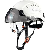 SAFEBUILDER Construction Safety Helmet with Build-in Visor ABS Hard Hat with Visor Adjustable Ventilation Hardhats Work Head Protection ANSI/ISEA Z89.1