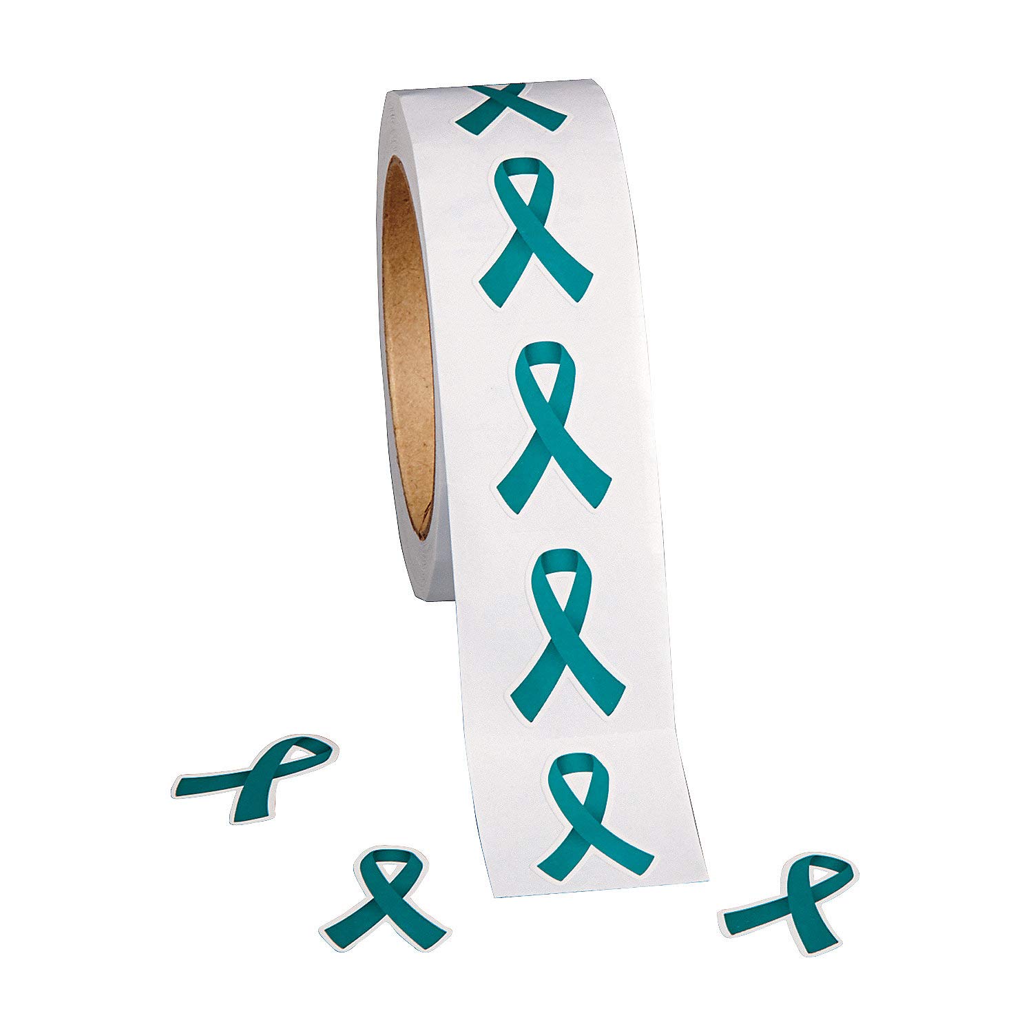 Fun Express - Awareness Ribbon Stickrs Teal 500pc - Stationery - Stickers - Stickers - Roll - 1 Piece