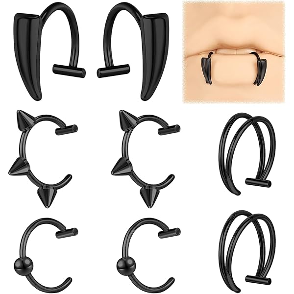 Fake Piercing Jewelry Set - 100pcs Stickers With Non-Piercing Nose Rings, Balls & Studs For Eyebrow, Lip, Nose