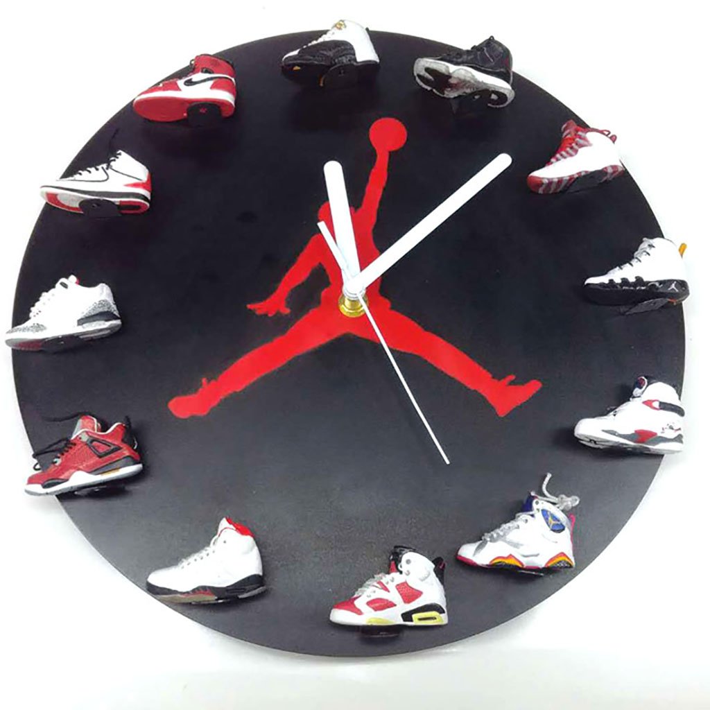 JLRQY Wall Clocks Sneaker 3D Mini Style Large Round Clock Personality Creativity Home Decoration,A