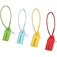 180 Pcs Pull-Tite Security Seal Numbered, Eau 4 Color Disposable Plastic Tamper-Proof Seals, Self-Locking Security Tags for Extinguisher,Logistics, Lagguage,Transport.