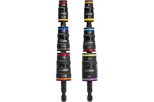 Klein Tools 32933KIT SAE and Metric Impact-Rated Socket Set, 6 Flip Sockets with 12 Hex Driver Sizes, 1/4-Inch Bit Holder, Two Impact-Rated 5-Inch Shafts