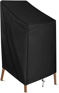 laxikoo Schutzhülle für Gartenstühle, Abdeckung für Gartenstühle Mit Zugkordel & Befestigungsclips Wasserdicht Anti-UV 210D Oxford Polyester Gartenstuhl Abdeckung, 65 x 65 x 80/120 cm