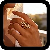 Andelaisi Boho Leaf Wrap Open Ring Vintage Branch Leaves Finger Ring Gold Olive Leaves Open Knuckle Rings Adjustable Dairy Wear Rings Jewelry for Women