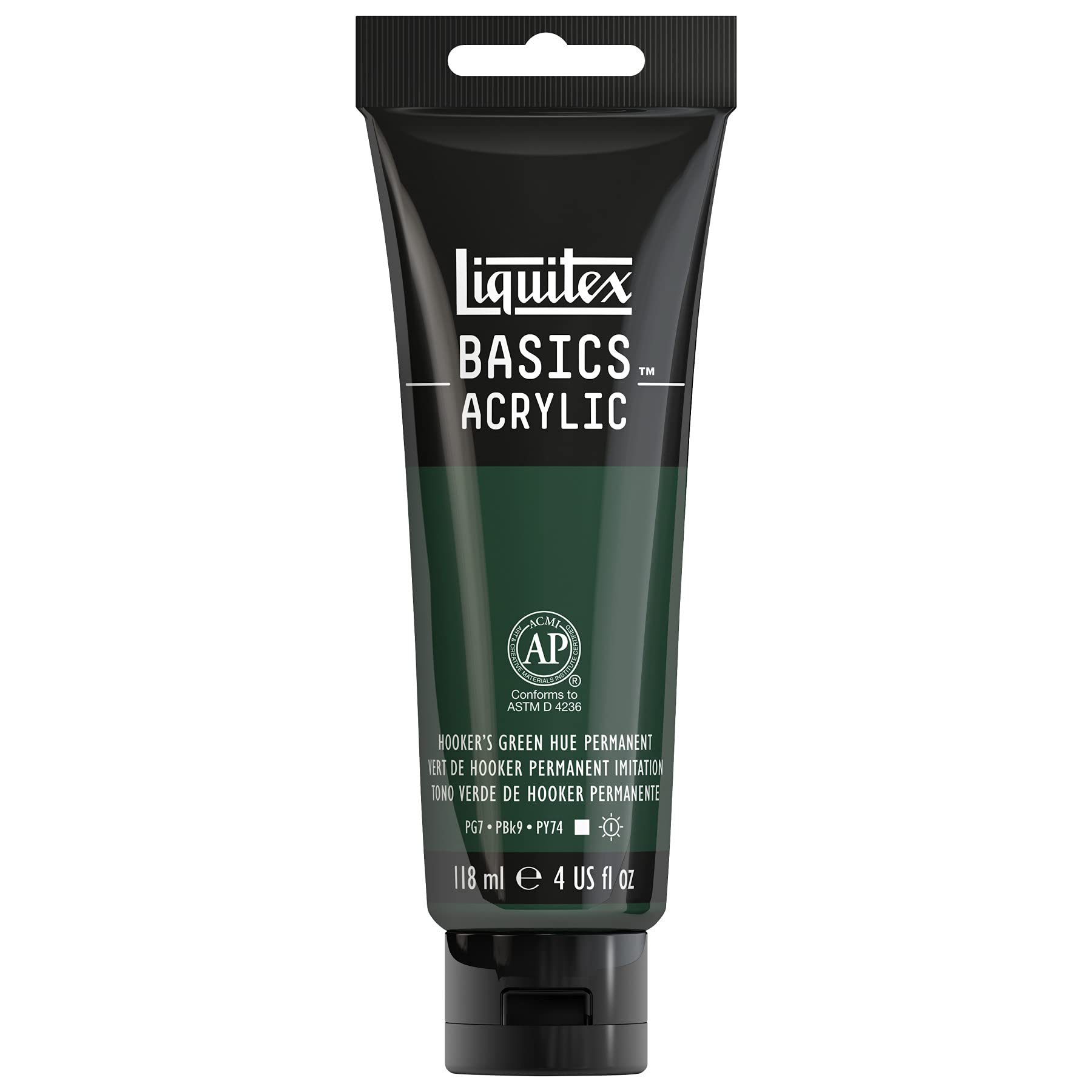 Photo 1 of Liquitex BASICS Acrylic Paint, 118ml (4-oz) Tube, Hooker’s Green Hue Permanent