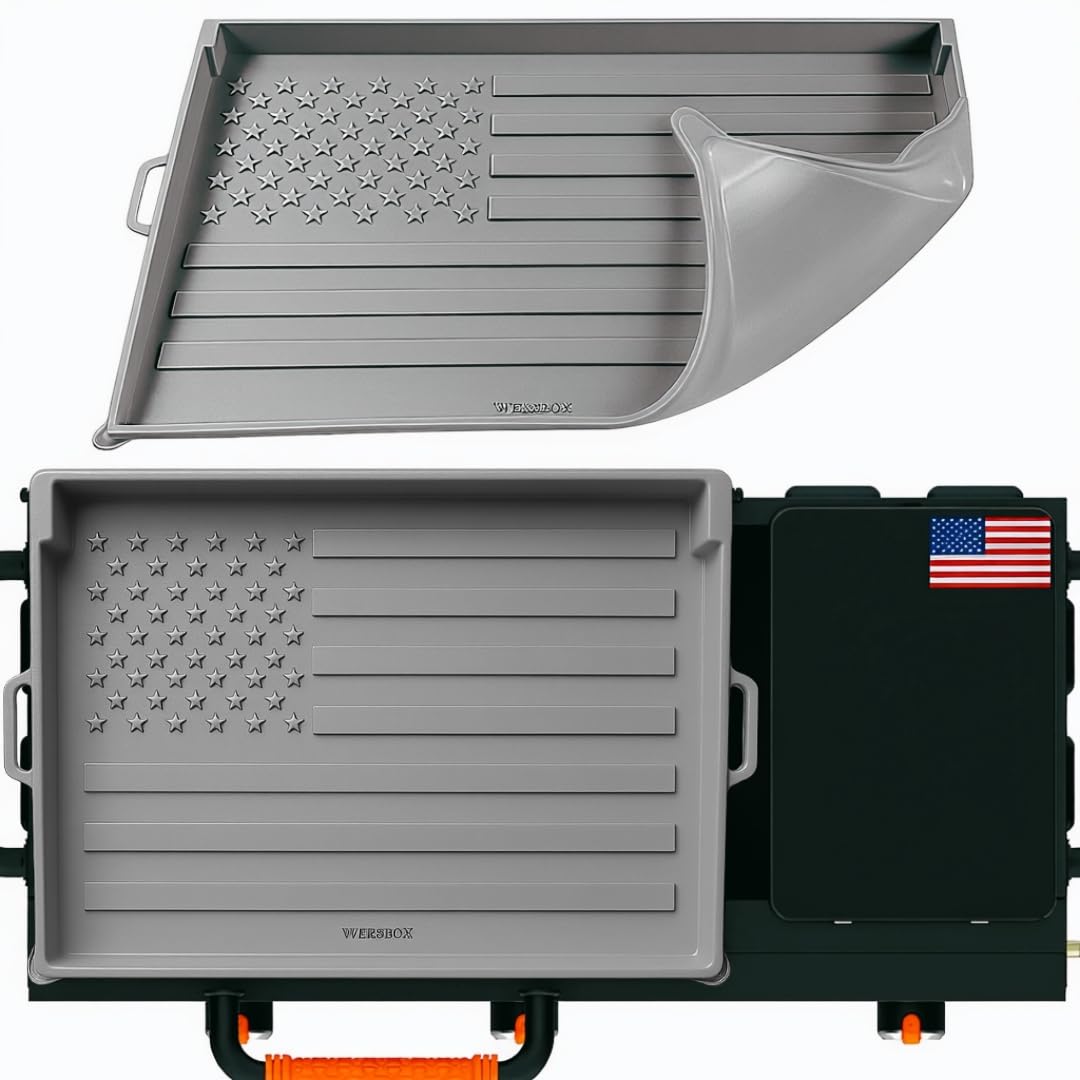 Photo 1 of 22 inch Silicone Griddle Mat Cover for Blackstone Grill, Embossed American Flag Design, Heavy Duty Weather-Resistant Rust & Dirt Protector, Fits Standard Flat Top Model (Not Omnivore), Gray