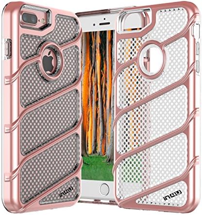 iPhone 8 Plus Case,IN4U Slim Fit Transparent Scratch-Proof Minimalist Protective Case with [Air Cushion] Inner Flexible Soft TPU Surround with Colored Outer Hard PC Cover for iPhone8 Plus (Rose Gold)