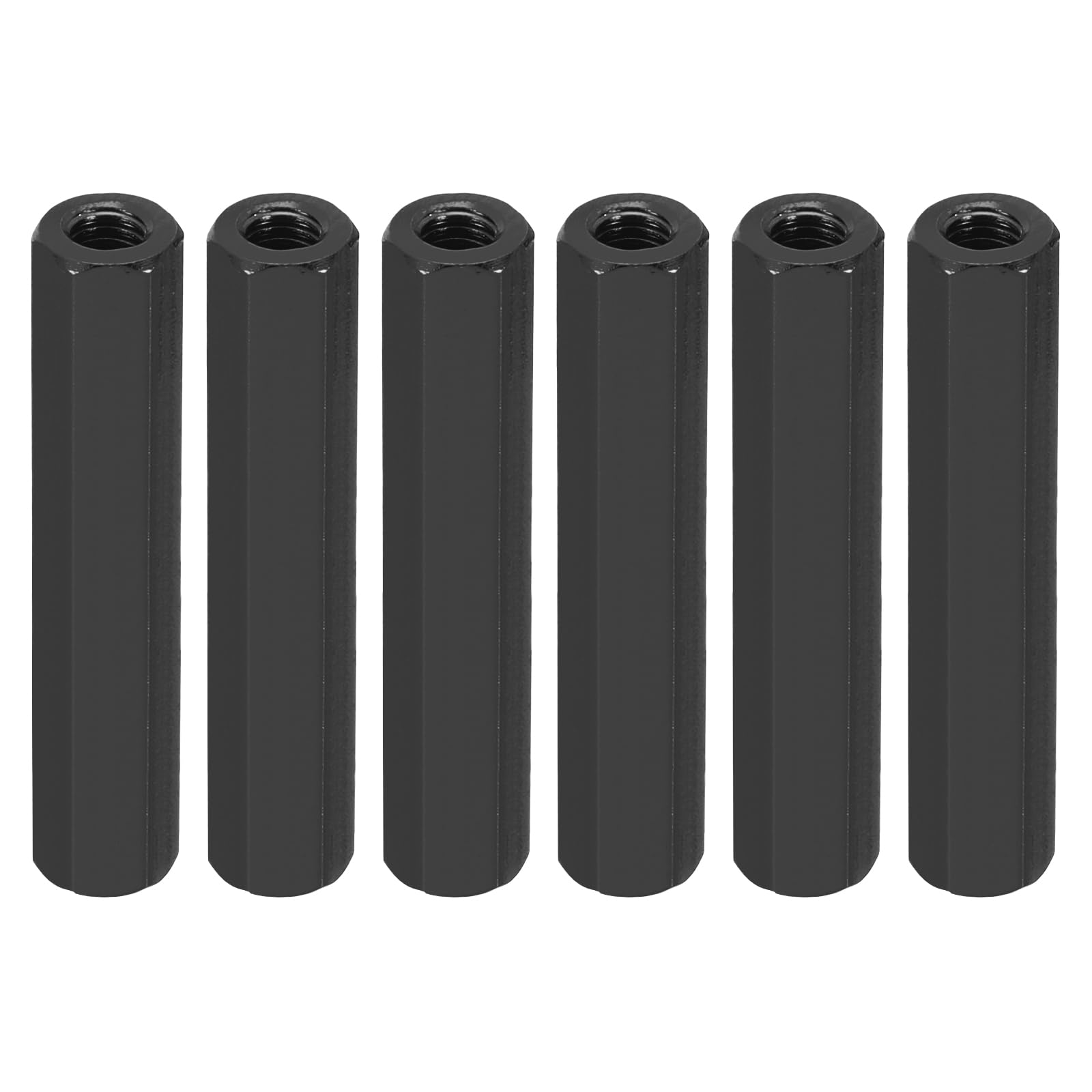 PATIKIL M3 Hex Nuts, 6pcs M3 Threaded Spacers Aluminum 30mm L Female Metal Spacer Screw Standoff for M3 Screw Bolts RC Car Drones Stacks Motherboard, Black