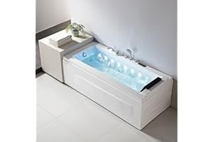 DECORAPORT HIGH-END 67 In Waterfall Whirlpool bathtub with Control Panel, Heater, Radio Speaker, Air jets with LED Light (D-D