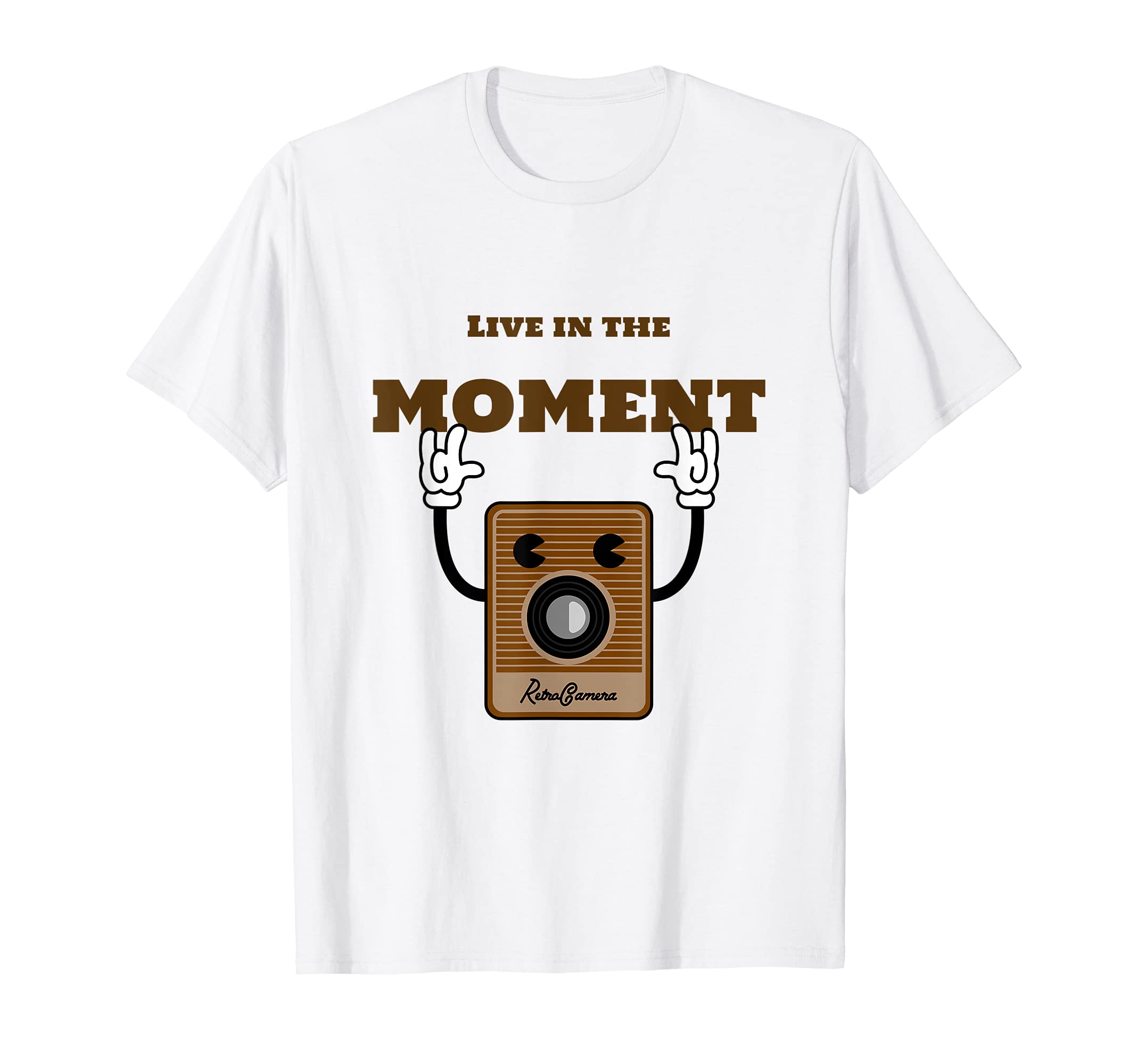 Live in the Moment - Retro Camera Design - Vintage Photo Cam T-Shirt