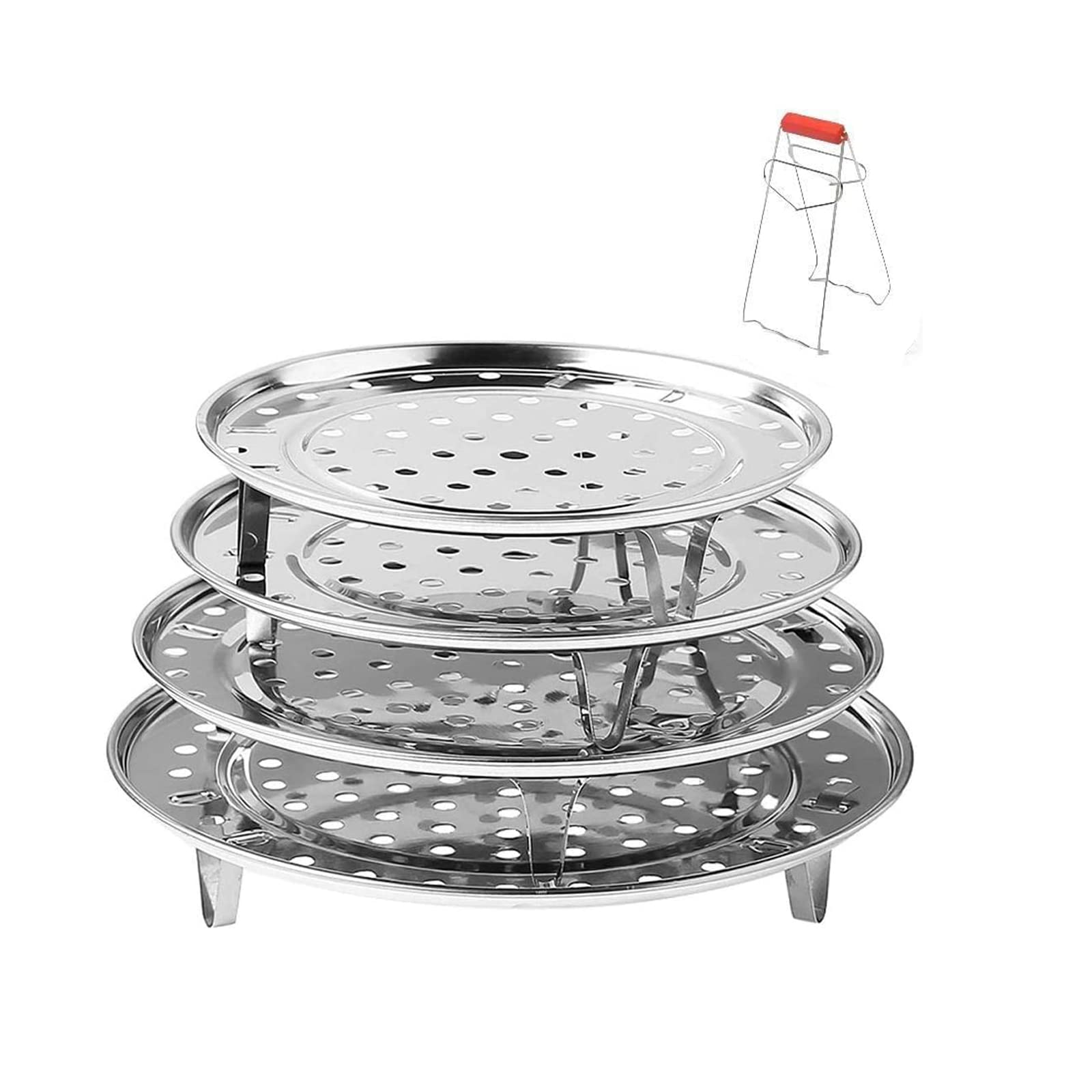 Photo 1 of WANGYZJ Stainless Steel Steamer Rack, Steamer Rack for Pots, Detachable Legs Canning Rack, 4-Layer Steaming Rack for Kitchen (4pcs, 20-22-24-26) Silver