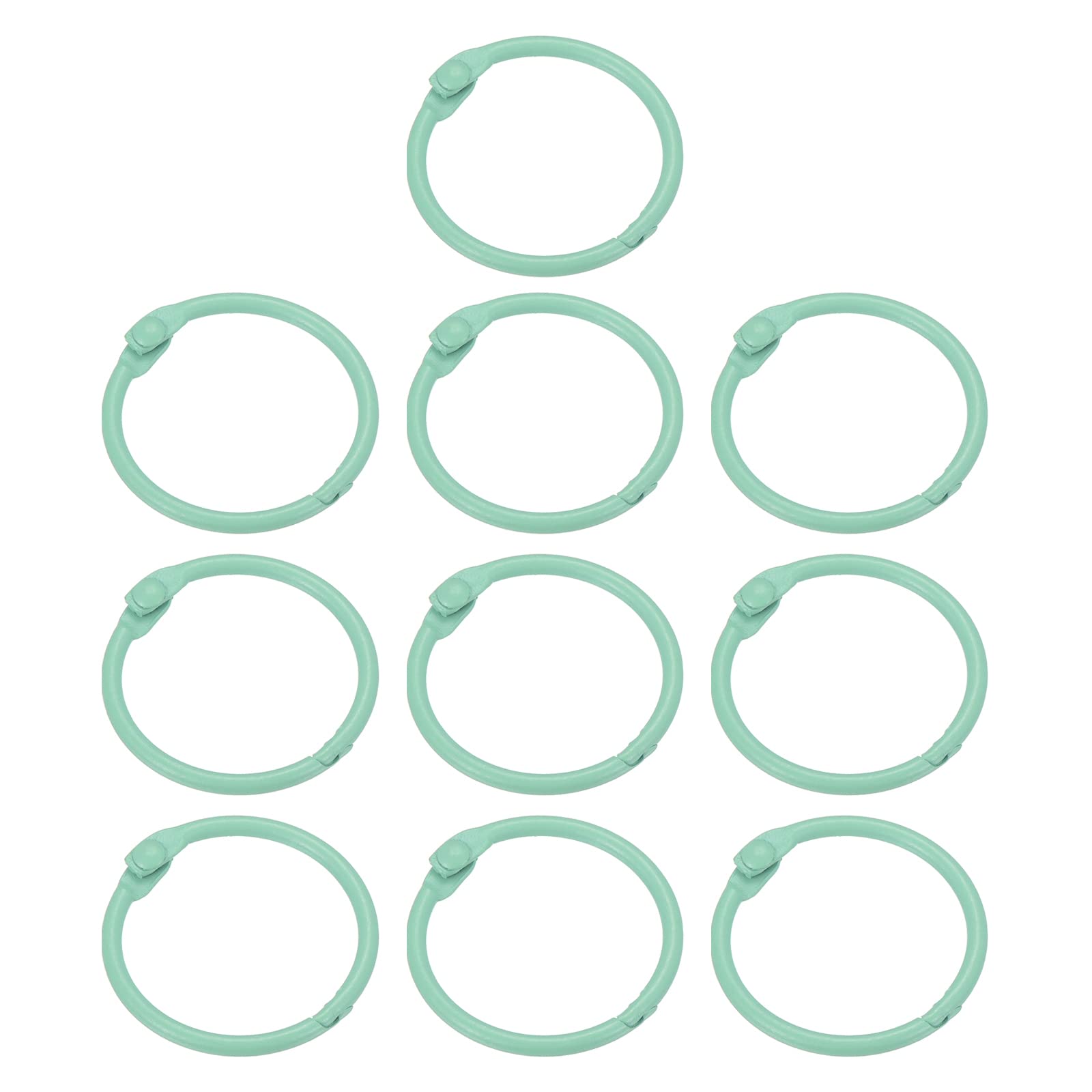 PATIKIL Loose Leaf Binder Rings 1 Inch, 10 Pack Metal Flash Card Book Binding Rings for Key Chain Index Card Scrapbooks, Mint Green