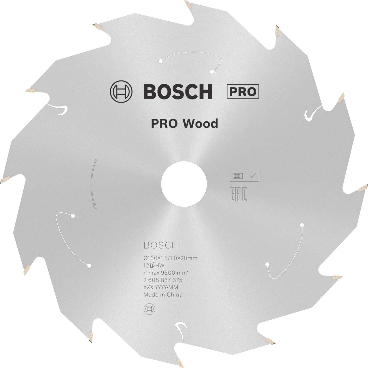 Bosch 1x PRO Wood Circular Saw Blade for Cordless Hand-Held Circular Saws (for Softwood, Hardwood, Ø mm, Professional Accessory Hand-Held Circular Saw)