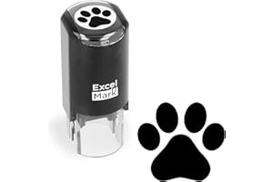 ExcelMark Paw Print Self Inking Rubber Stamp in Black Ink - Perfect for Stamping Crafting Scrapbooking
