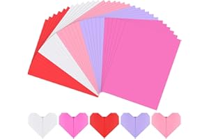 JULBEAR Valentines Day Cardstock, 30pcs 8.5x11 In 5 Colored 65Ib Colored Cardstock Paper Pink Purple Cardstock for Couple Date DIY Decor Scrapbook Birthday Making Thanksgiving Wrap Invitation Card