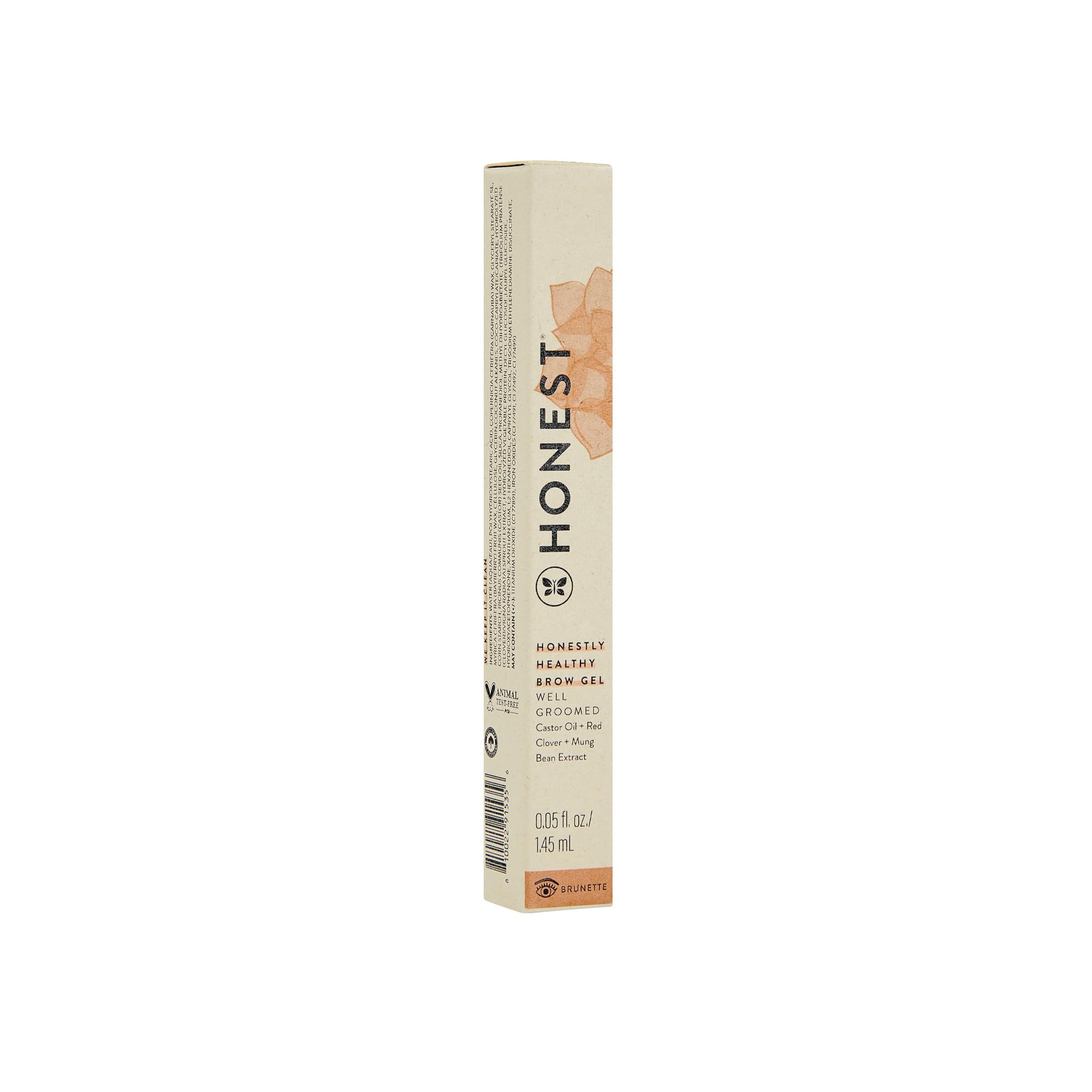Honest Beauty Honestly Healthy Brow Gel for Fuller Looking Brows | Strengthens + Adds Volume | Castor Oil + Red Clover Extract | EWG Verified, Vegan, Cruelty Free | Brunette, 0.05 fl oz