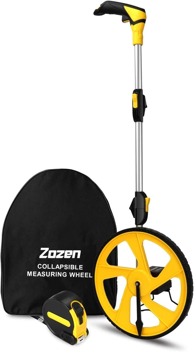 Measuring Wheel Zozen Collapsible with Kickstand and Cloth Carrying Bag Measurement 0-9,999 Ft