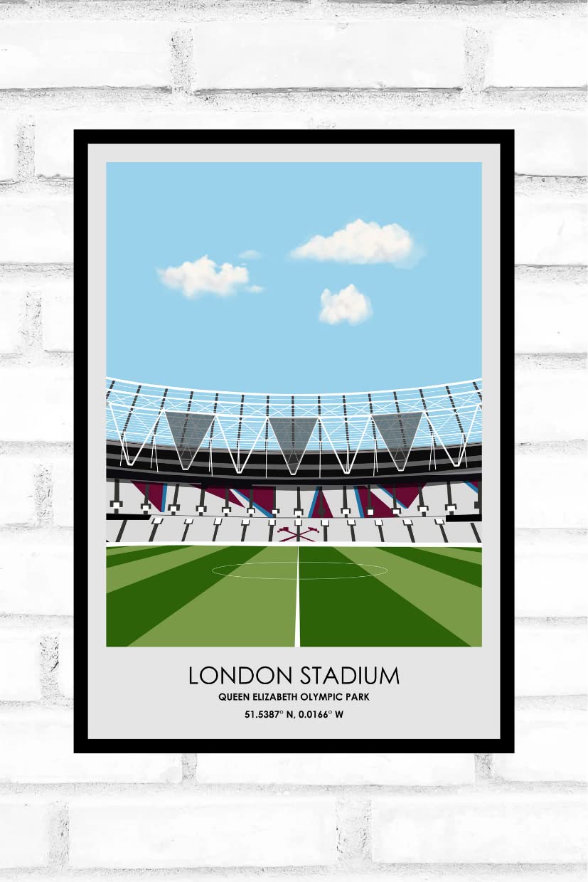 Hewson's Gifts Football Stadium Print - Gift Present For Footba (West Ham A4 Size (London Stadium))
