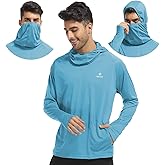 G GIEPHT Mens Sun Shirt with Hood and Mask Long Sleeve SPF UV Hoodie Face Cover Neck Gaiter Zipper Pocket for Hiking Fishing