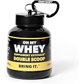 ONMYWHEY Protein Powder Container To Go - Travel Water Bottle Funnel For Mixes, Portable Pre Workout Supplement Containers &amp; Dispenser Funnels, Mini Preworkout Supplements Holder Keychain Bottles
