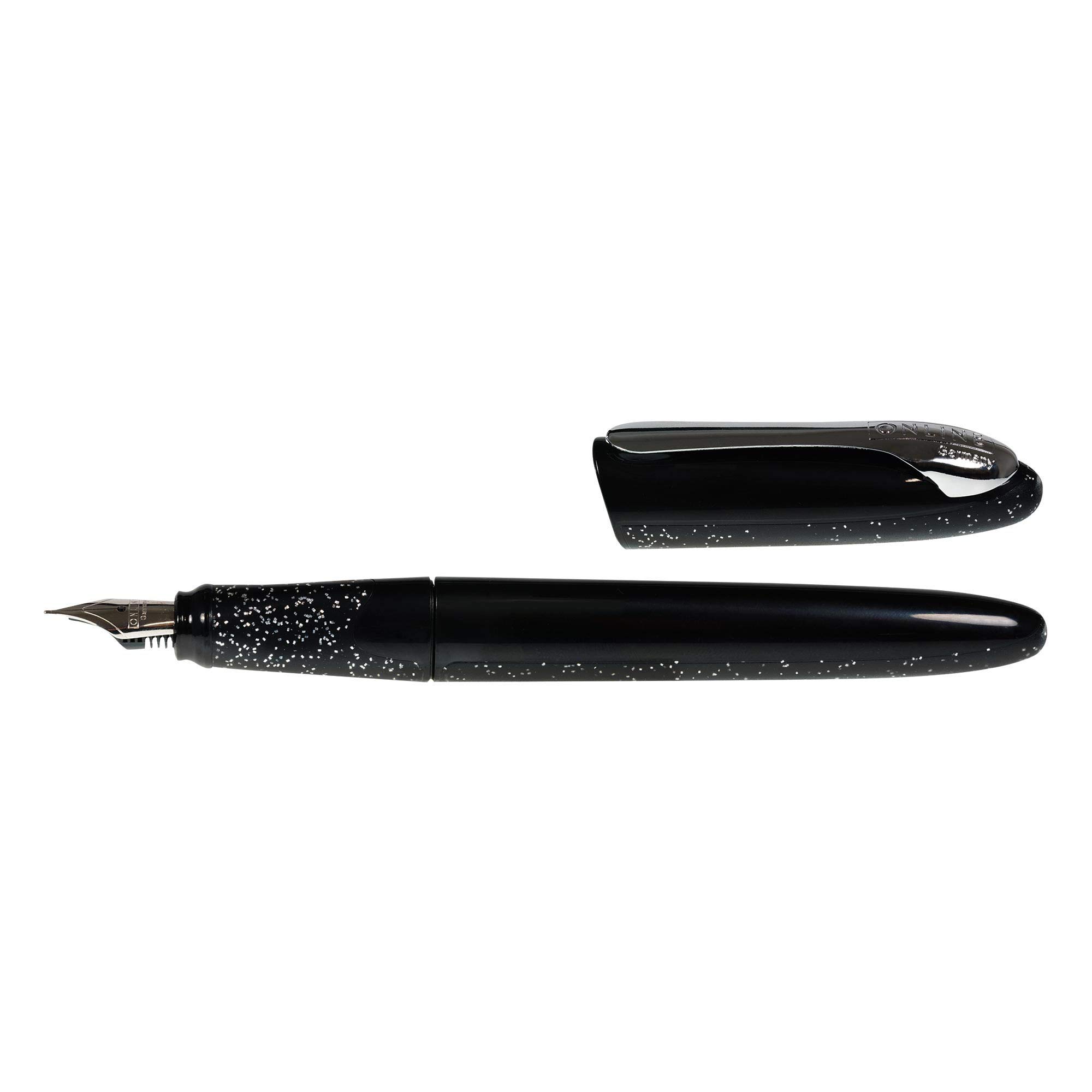 Online fountain pen Air Stardust, ergonomic ink pen for school/college, soft triangle shape, iridium nib medium, standard ink cartridges, refillable, ideal for beginners, pupils & students