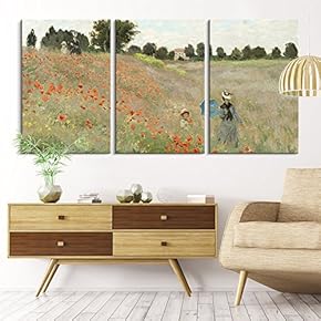 3 Panel Poppy Field by Claude Monet x 3 Panels