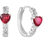 Inpasne Celtic Knot Hoop Earrings 925 Sterling Silver Infinity Huggie Earrings with Birthstone Irish Jewelry Gifts for Women