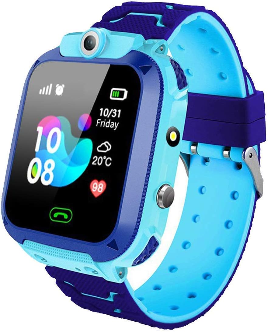 Kids Waterproof Smart Watch Phone,LBS Tracker SOS Voice Chat Smartwatch Games Camera Flashlight Smart Watch Christmas Birthday Gifts for School Boy Girls(Blue)