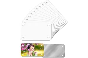 XIHEYOMI 6"x3"10 Pack Sublimation License Plate Blanks, White Mini Heat Thermal Transfer Sheet DIY Picture, Metal Aluminum Custom License Plate Tag for Kids Toy Car, Bike