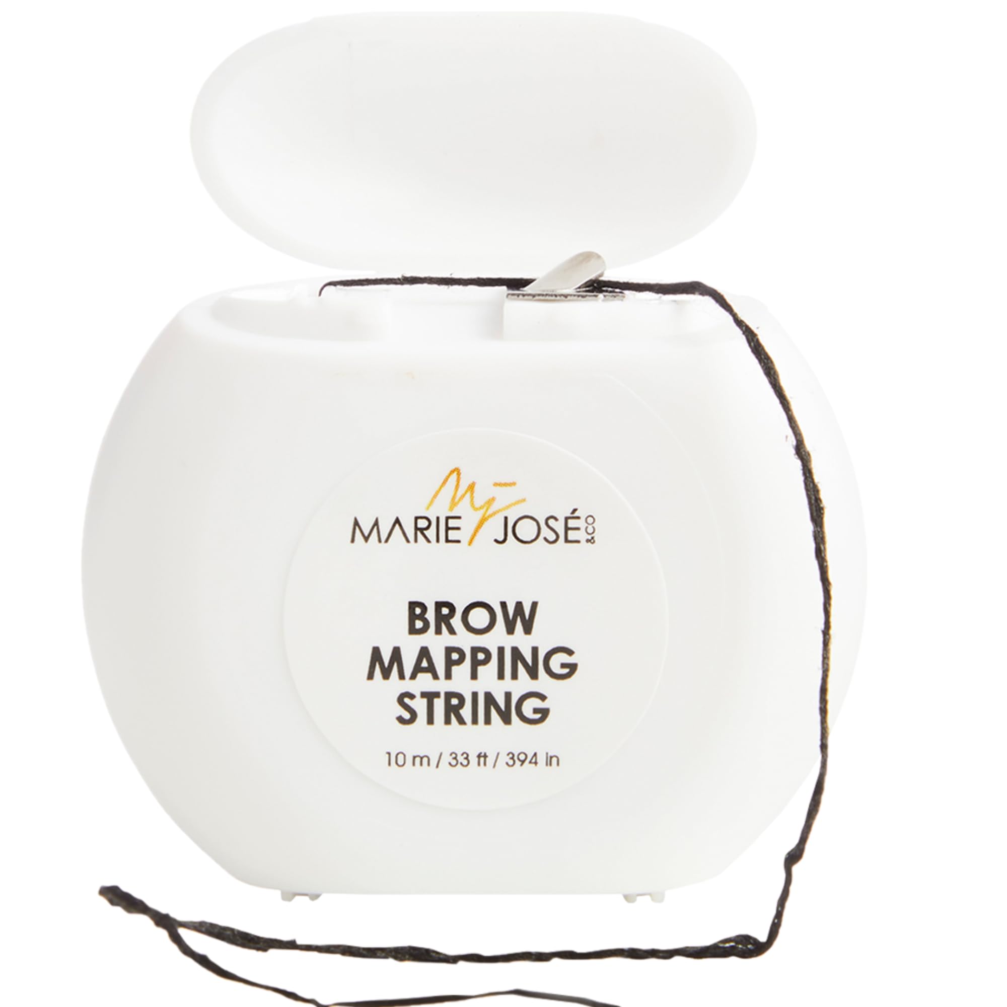 Marie-José & Co Brow Mapping String Set, Eyebrow Mapping Kit with 10 Latex Finger Guards for Henna Dye & Microblading, Bamboo Eyebrow Thread in Black and White, Good for 100 Applications