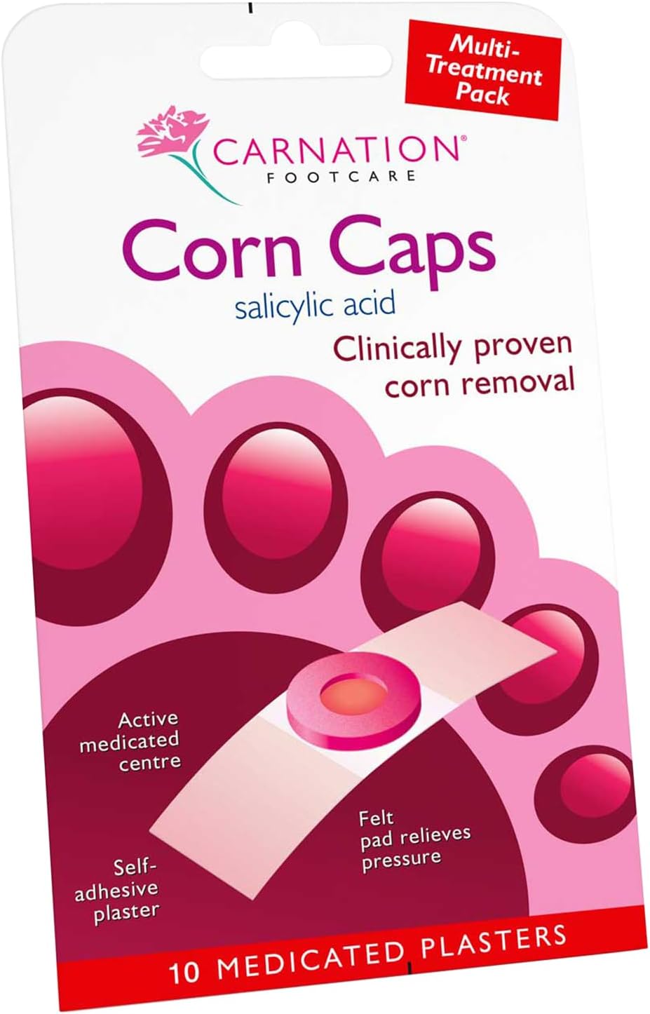Carnation Footcare Corn Caps x10 Salicylic Acid Paste Corn Removal Pressure