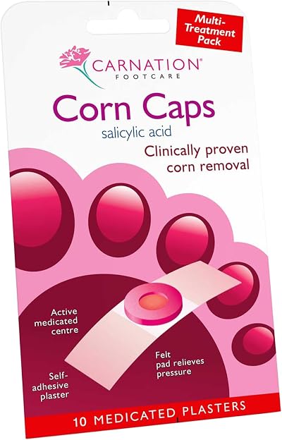 Carnation Footcare Corn Caps x10 Salicylic Acid Paste Corn Removal Pressure