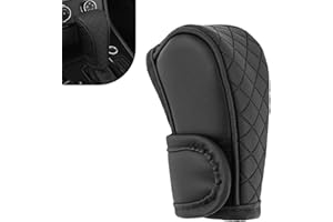 MOXRUQ Leather Car Gear Shift Knob Cover, Anti-Slip Breathable Shifter Stick Protector, Universal for Most Cars SUVs Trucks (Black)