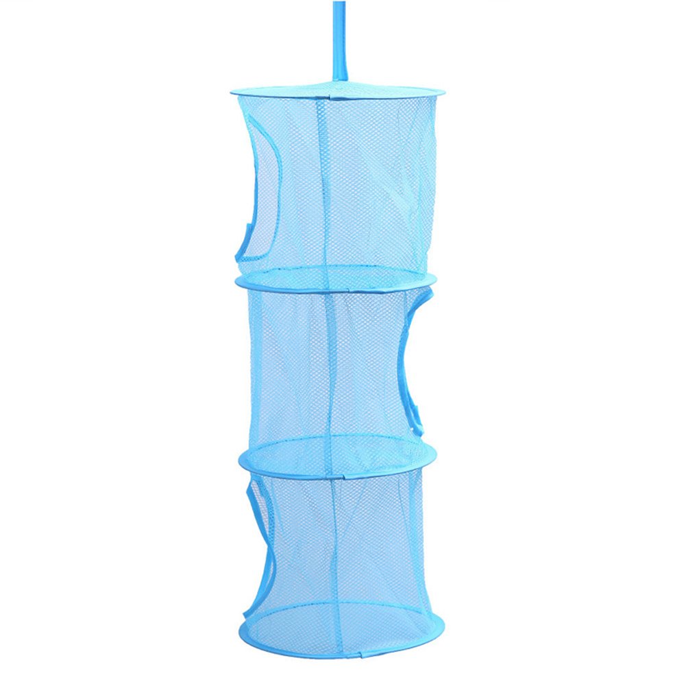 Hrph 3 Shelf Cylindrical Hanging Storage Net Bedroom Wall Door Closet Kids Toy Organizer Bag