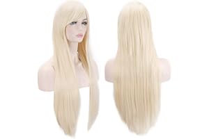 Akstore Wigs 32 inch Long Straight Anime Fashion Women's Cosplay Wig(Blonde)