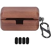 Walnut Wooden Case for AZ80 Earphones, Support Cordless Charging, Wood Protector Charging Case for Earbuds, Fine Polished Wood Protector with Soft Microfiber Lining