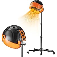 VEVOR Ionic Hooded Dryer, 1875W Professional Bonnet Hair Dryer, Sit Under Hair Dryer with Timer, 3 Temp Settings & Wind Speed