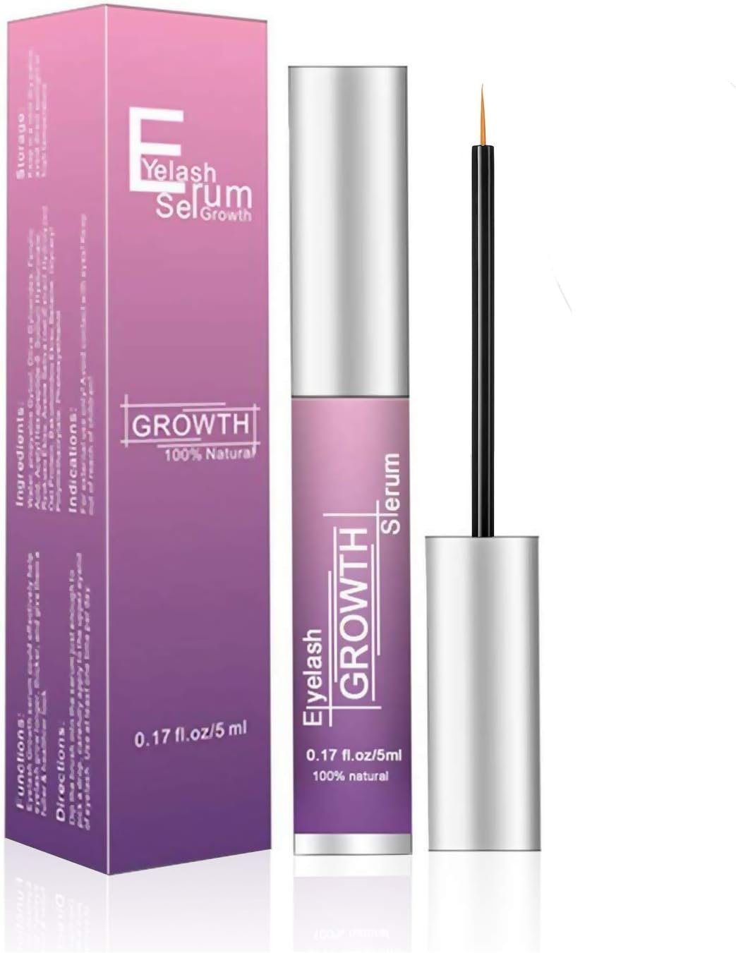 Eyelash Growth Enhancer & Brow Serum, LAMFUN Natural Irritation Free Formula for Long Lashes & Fuller Eyebrows(0.17FL.OZ/5ML)