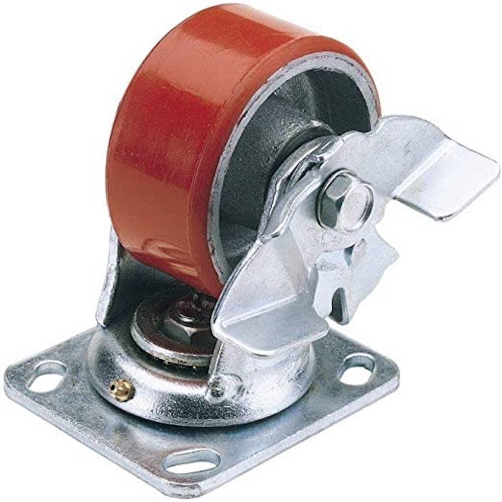 Draper 65533 200 mm-Diameter Polyurethane Castor Swivel Plate with Brake
