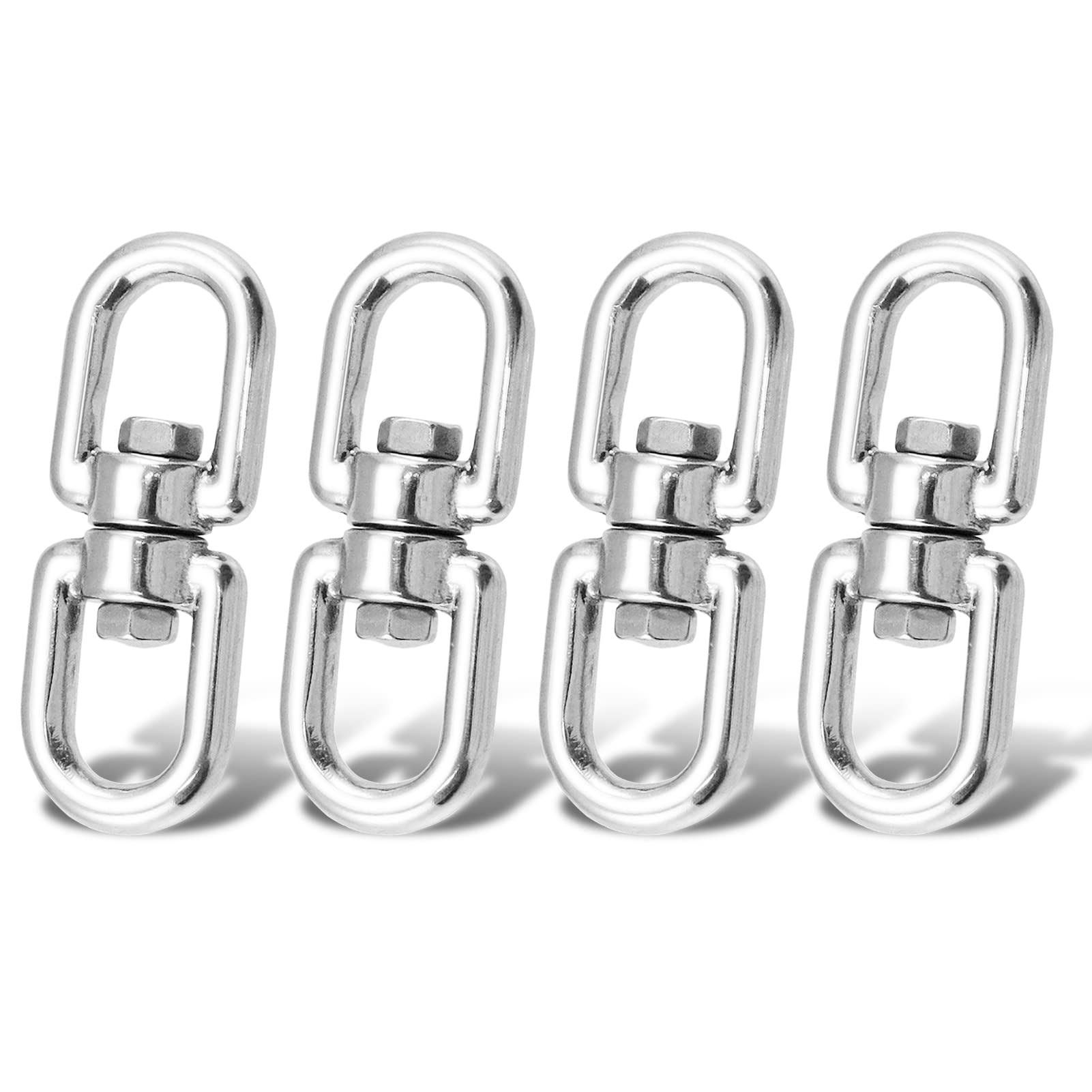 9Tong Heavy Stainless Swivel Eye Ring Steel Hanging Swivels Eye Hook Double Ended Swivel Eye Hook Connector Loop Diameter 6mm 150kg 4pcs
