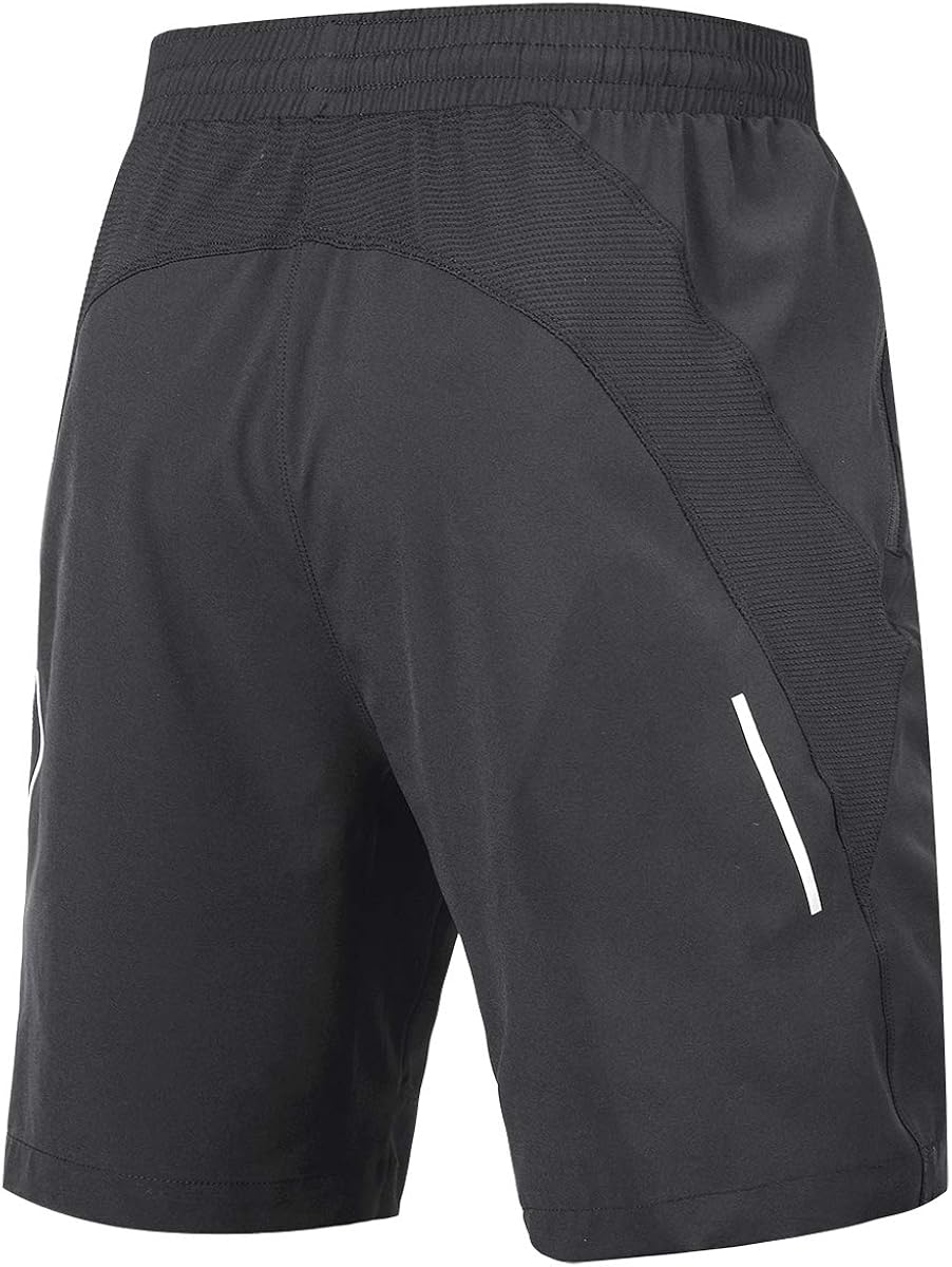 Souke Sports Men's Workout Running Shorts Quick Dry Athletic Performance Shorts Black Liner Zip Pockets: Clothing